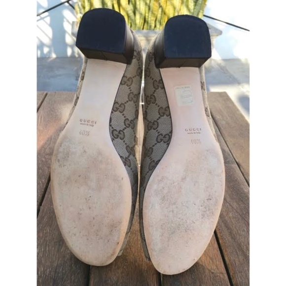 Auth. GUCCI Studded logo Peep-Toe Pump Size 40 1/2 - Picture 3 of 8